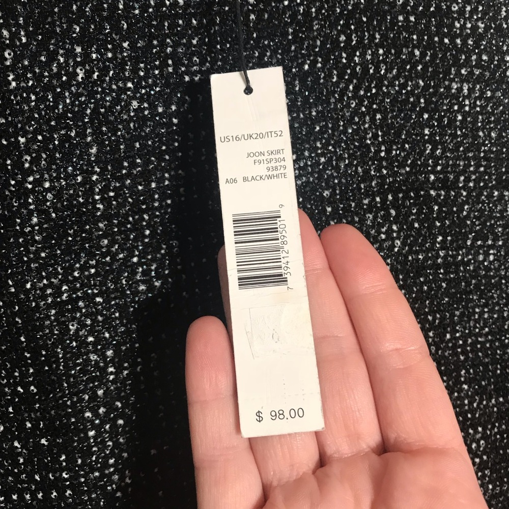 T Tahari Black & White Tweed Skirt Exposed Zipper - Picture 8 of 8